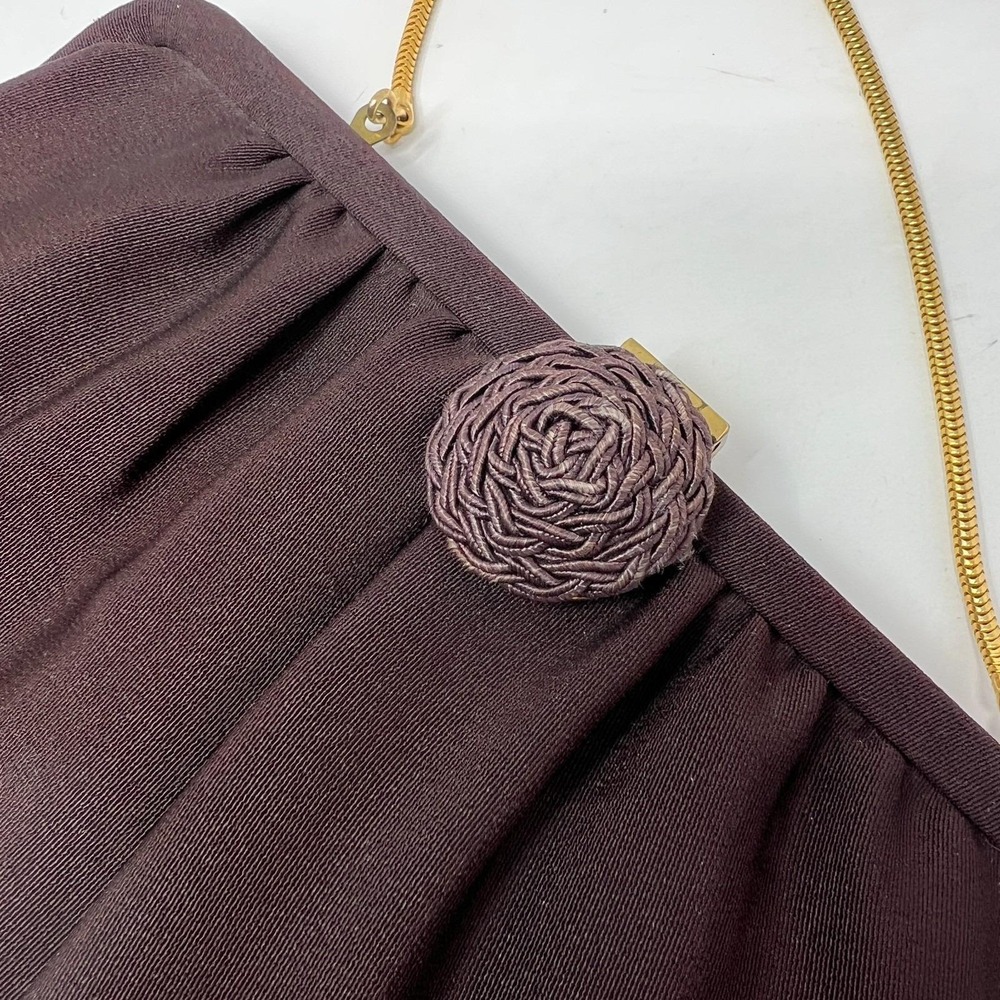 Vintage Millay Brown‎ Handbag Purse With Gold Metallic Rope Chain Handle - Picture 7 of 15